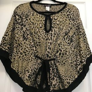Animal Print Cape Like Sweater